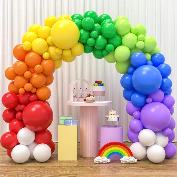 Rainbow Party Decorations White Balloon Garland and Rainbow Crepe Paper  Streamers for Rainbow Baby Shower Rainbow Birthday Party