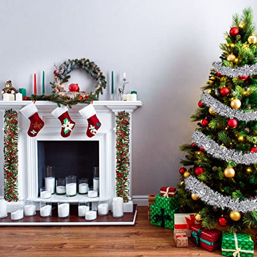 JOYYPOP 39.6 Feet Silver Christmas Tinsel Garland Shiny Tree Tinsel Ga