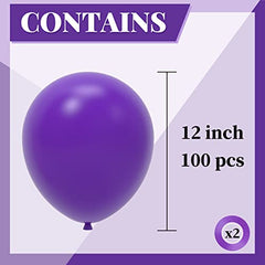 JOYYPOP Purple Balloons 100 Pcs Purple Party Latex Balloons 12 Inch Dark Purple Latex Balloons for Birthday Butterfly Princess Mermaid Baby Shower Party Decorations