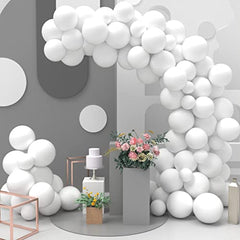 JOYYPOP White Balloons 90pcs White Balloon Garland Arch Kit 12inch+5inch Pastel White Balloons for Baby Shower Birthday Wedding Bridal Party Decorations