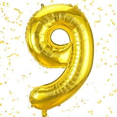 JOYYPOP 40 Inch Gold Number Balloons Foil Large Helium Number 9 Balloon for Birthday Anniversary Graduation Baby Shower Party Decorations