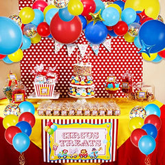 Carnival Circus Balloon Arch and Garland Kit with 117pcs Red Blue Yellow Rainbow Latex Confetti Balloons Garland and Star Foil Balloons for Carnival Theme Birthday Party Decorations